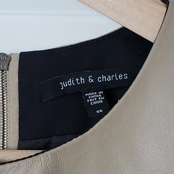 Judith & Charles Leather Panel Sheath Dress Sz 6 - Picture 14 of 17